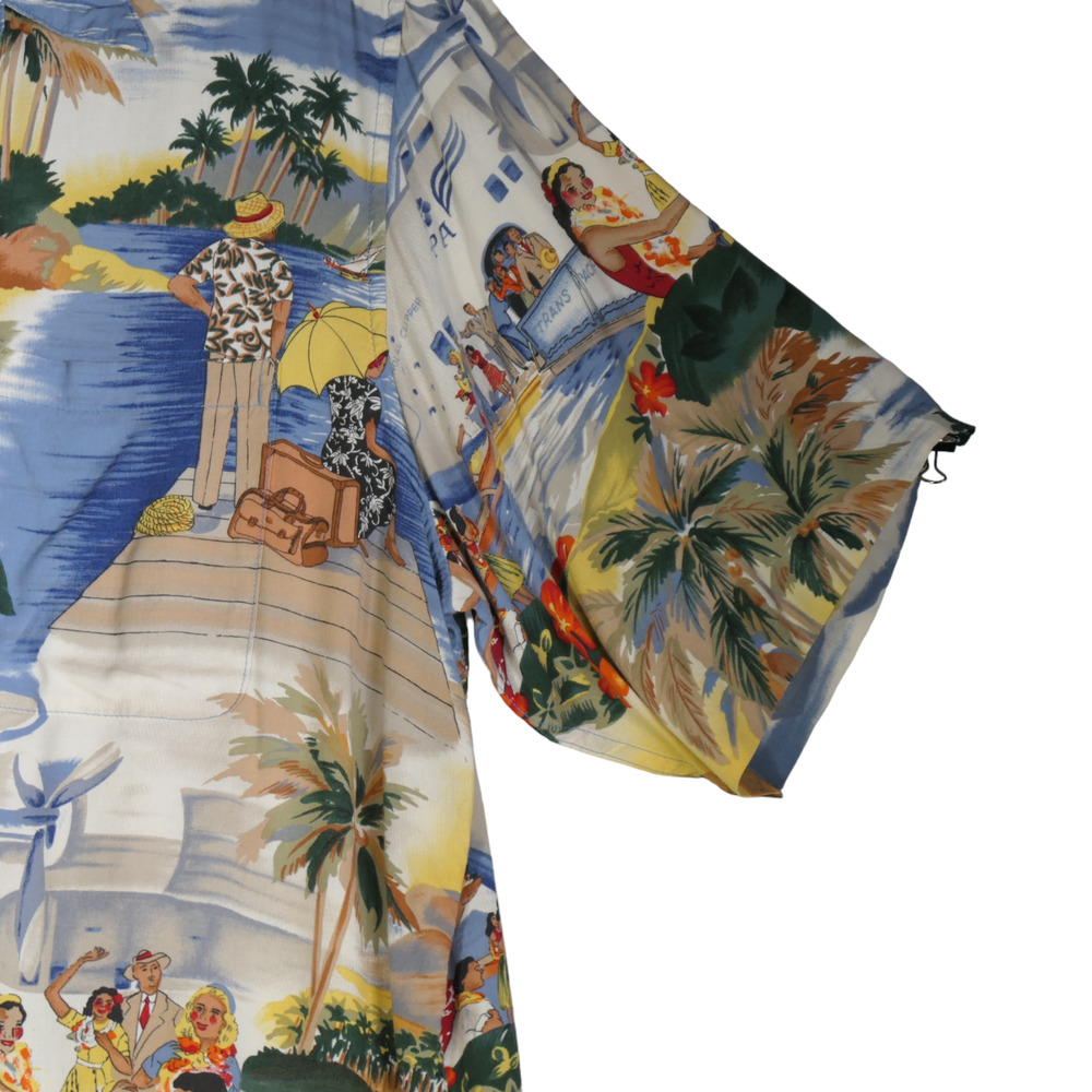Vintage Reyn Spooner Trans Pacific Airlines Shirt Mens XL Blue Aloha Tropical - Picture 5 of 14